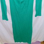 ZARA  Green Ribbed Knit Long Sleeve Square Neck Midi Dress size large Photo 4