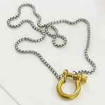 18K Gold Plated Carabiner holder Necklace Stainless Steel womens jewelry Photo 0
