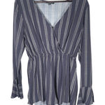 FIKA the Brand Women's Striped Long Sleeve‎ Romper – Navy/White – Size Medium Blue Photo 0