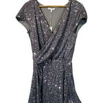 Heartloom  Marcella Dress Steel Sequin Wrap Mini Dress Silver Gray Size Large NWT Photo 2
