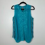 Johnny Was  Rosslyn Clio Turquoise Embellished Lace Tank S Photo 2