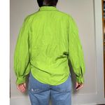ZARA  Bright Lime Green Oversized Artsy Button Up Top Sz XS Photo 2