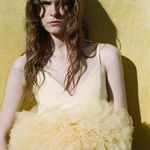 ZARA  top blouse butter yellow ruffle tulle Photo 12