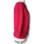 Vintage LL Bean Pink Preppy Cardigan Sweater M 100% Cotton Chunky Waffle Knit Size M Photo 1