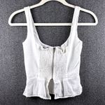 Princess Polly  White Linen Blend Peplum Button Front Corset Crop Tank Top Size 2 Photo 3