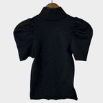 Alice + Olivia  Puff Sleeve Mock Neck Knit Sweater Top XS Black Metallic NYE Photo 6