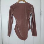 Madewell  Dusty Rose Pink Velvet Bodysuit Long Sleeve Top Festive S Photo 4