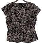Trixxi Animal Print Flutter Sleeve Peplum Button Down Blouse Photo 1
