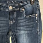 GRACE IN LA Women's Bootcut Denim Blue Jeans, Aztec, Wide Stitching, 27 Photo 3