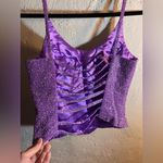 Purple Beaded Crop Top back cutouts side zip party event festival vintage Y2K 6 Photo 2