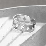 Lightning Bolt Pattern Ring Silver Photo 1