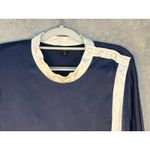 J Crew 365 Silk Blouse Size 14 Navy Gray Trim Preppy Academia Office Blue Photo 1