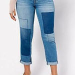 LOGO By Lori Goldstein  Shadow Patch Boyfriend Jeans Size 10 Photo 0