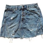 Free People Button Fly distressed mini denim jean skirt sz 28 Photo 0