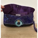 Ecote Beaded Purple Blue Shiny Metal Glamour Sequin Wallet Clutch Wristlet Vtg Photo 4