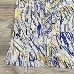 The Limited Sleeveless Ruffled Blouse White with Yellow, Purple & Black Squiggly Photo 7