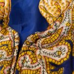 Vintage Satin Quilted Open Blazer Gold & Paisley Statement Jacket Blue Size L Photo 6