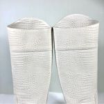 Fendi Karligraphy Logo Croc Embossed Riding Boots 37 White NEW Photo 12