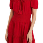 American Eagle  Off-The-Shoulder Babydoll Dress Women's Large‎ Red Coquette Girl Photo 0