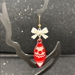 Red and White Bow Christmas Ornament Earrings Photo 2