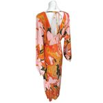 ASOS NEW  Orange Floral Long Sleeve V-Neck Long Sleeve Blouson Maxi Dress Size 4 Photo 1