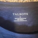 Talbots  Womens Navy Blue Embroidered Floral Long Sleeve T Shirt Top Size M Photo 1