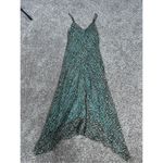 Nine West Vintage Y2K Silk Slip Dress 4 Midi Sleeveless Teal Brown Sequin Fairy Photo 4