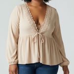 Torrid Super Soft Rib Knit Lace Trim Tie Front Top Plus Size Photo 0