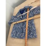 Rafaella Blazer Jacket Womens M Blue White Swirl Pattern 3/4 Sleeve Button Front Photo 5