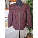 Valerie Bertinelli  Jacket XL Burgundy Blazer Zip Wool Blend Photo 8