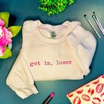 Gildan Get In Loser Plus Size 2XL Sweatshirt Mean Girls Crewneck Pullover Pink Solid Photo 5