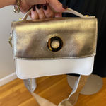 Vittoria Napoli Italy Leather Purse Bag Crossbody Gold Ivory EUC Photo 0