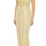 Mac Duggal  93752 Embellished Halter Pearl Neckline Porcelain Column Gown 10 Gala Photo 0