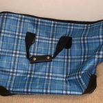 Blue plaid tote bag black straps Photo 2