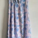 Rails Serafina Dress Azure Wallflower Blue Floral Linen Blend Midi Size M Photo 0
