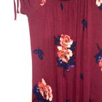 Maurice's Dark Red Rosy Floral Print Off The Shoulder Shift Dress Photo 4