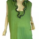 RED WOMAN GREEN SLEEVELESS SWEATER KNIT TUNIC W/FAUX LEATHER TRIM (18/20) Photo 0