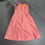 Cicada Strapless Red Silk Dress Fit & Flare Cocktail Formal USA Made Med Orange Photo 1