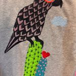 RARE Katya Dobryakova Embroidered Bird Cactus Sweatshirt XS Gray Photo 2