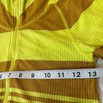 Striped Ribbed Pullover Crop Top Mustard Yellow Funnel Neck Long Sleeve Size XS Photo 9