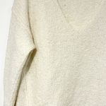 Free People  Ivory Lofty Boucle Slouchy Vneck Pullover Alpaca Blend Sweater Small Photo 2