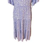 ELLOS Tiered Midi Dress Surplice Neckline in French Blue Ditsy Floral, Size: 18 Photo 9