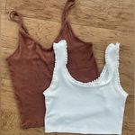 American Eagle 2  Women’s Cropped Tank Tops Size Small / White and Rust Photo 0