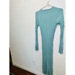 SIMON MILLER Teal Light Blue Ribbed Long Sleeve Fitted Maxi Dress Size Medium Photo 6