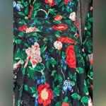 Anthropologie By  Lacy V-Neck Mini Dress Floral Black Long Sleeve Size 2 Photo 3