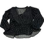 IRO  Top Womens Small Black Cadmos Wrap Effect Studded‎ Chiffon Peplum Blouse Photo 1