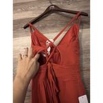 Azazie Paprika A line Pleated Chiffon Long Dress Farren Bridesmaid Formal Orange Size 6 Photo 8