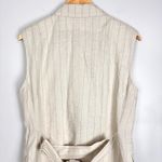 H&M Linen Blend Jacket Dress Belted Light Beige Pinstripe Size Large NWT Photo 11