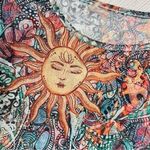 None Sheer ruffle trim tattoo style celestial cropped long sleeve sun shirt sz medium Photo 3