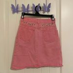 Vintage Street Worn women’s embroidered pink denim miniskirt — fits size 0 Photo 1